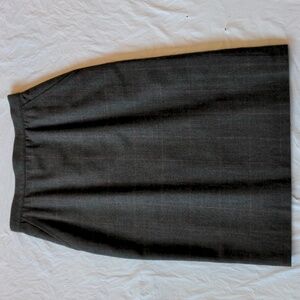 Vintage 100% Wool Brown Red Plaid Dark Academia Preppy Midi Pencil Skirt Size 8